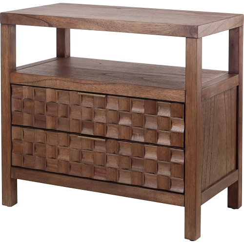 Terrena 2 Drawer Nightstand Side Table in Walnut Brown Finish Wood